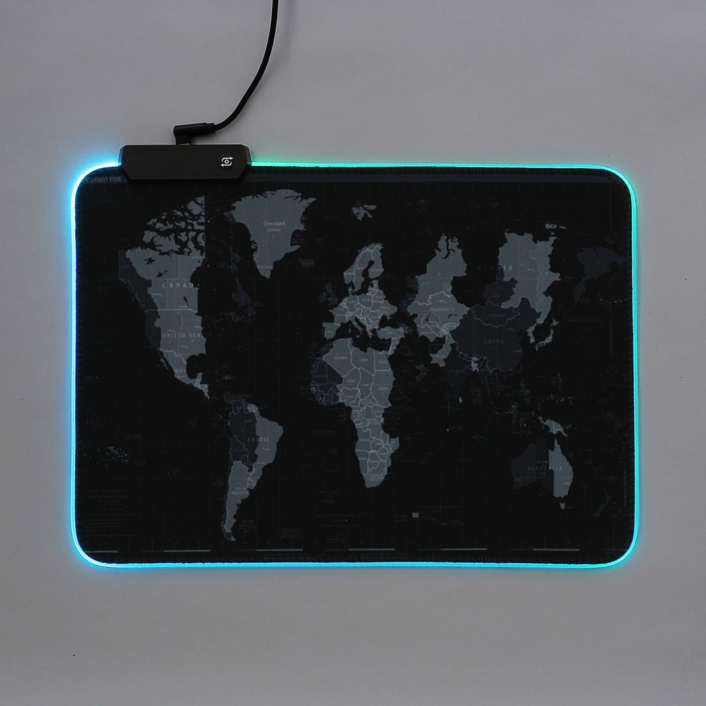 RGB LED 마우스패드 세계지도 조명 논슬립 게이밍패드