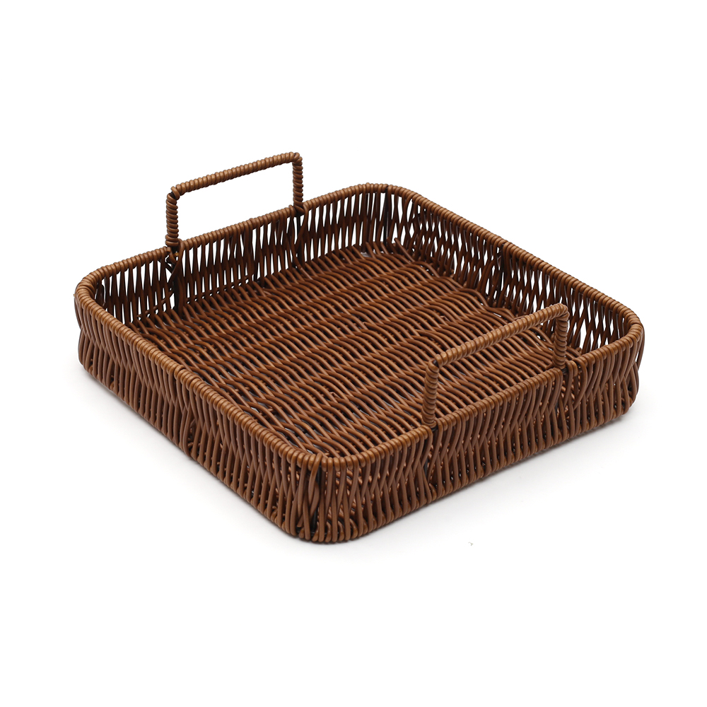 베스트 사각 라탄짜임 트레이(26cm) 수납 라탄바구니