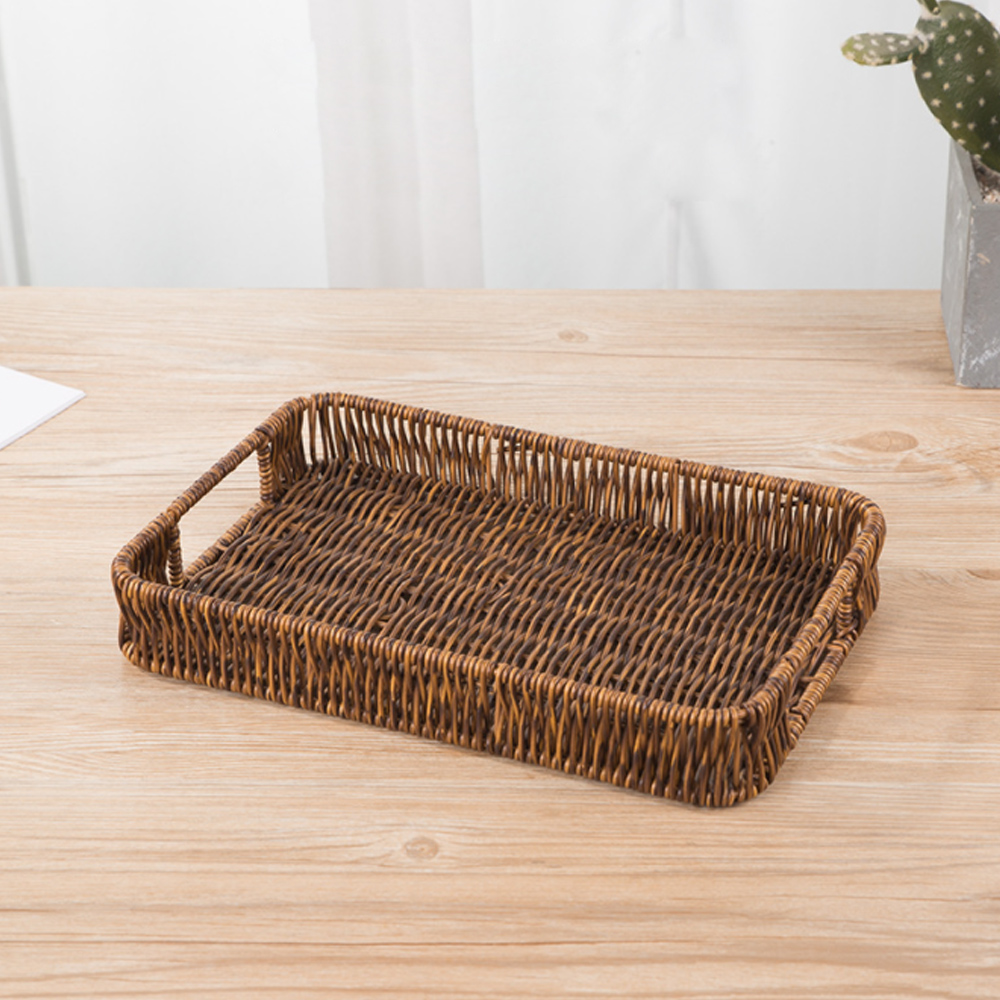 센스 사각 라탄짜임 트레이(30x20cm) 바구니