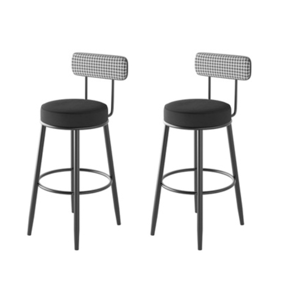 체크 등받이 스틸 바텐의자(블랙) 2개