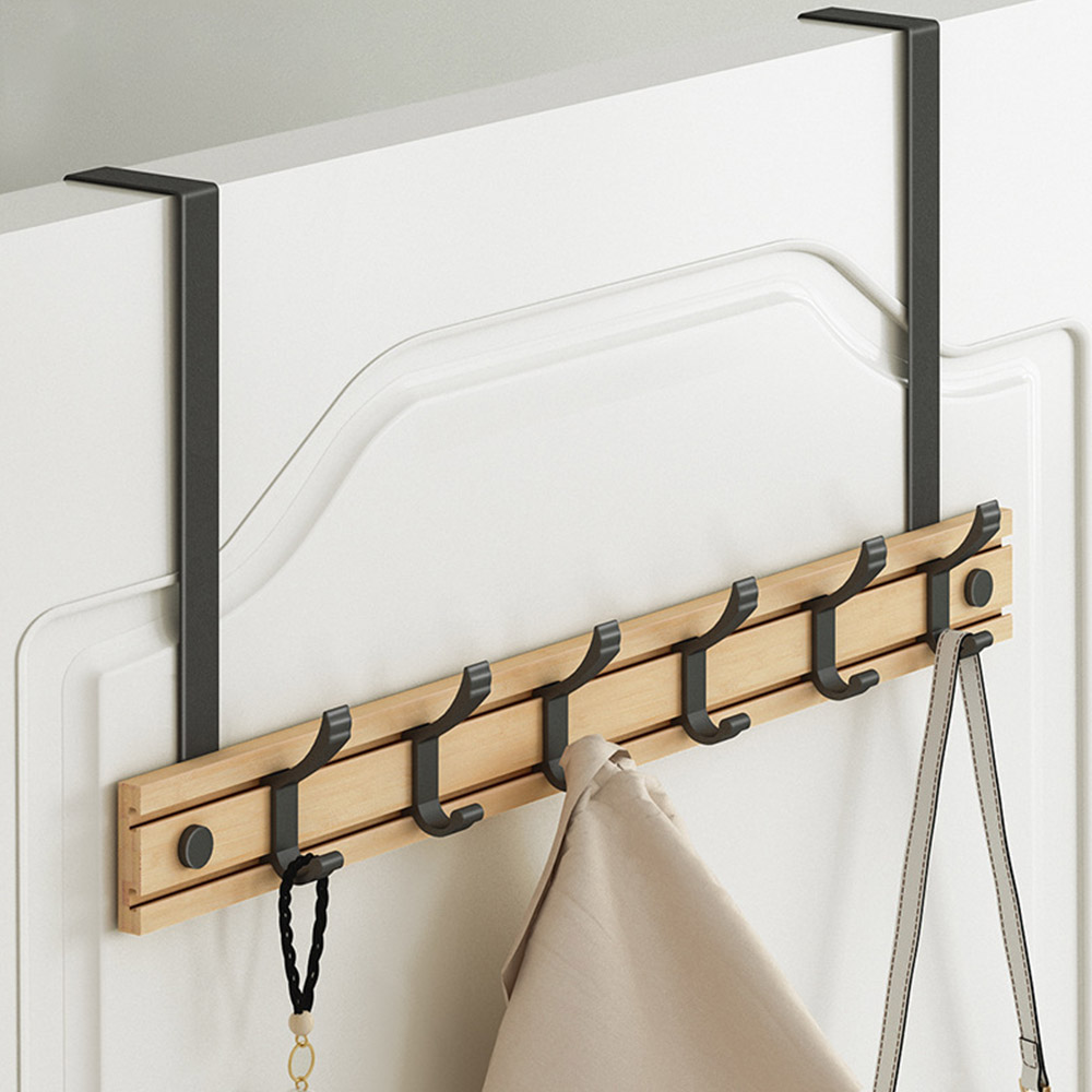 대나무 무타공 2단 6구 도어후크 (우드)