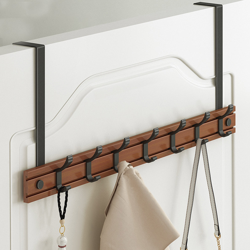 대나무 무타공 2단 7구 도어후크 (브라운)