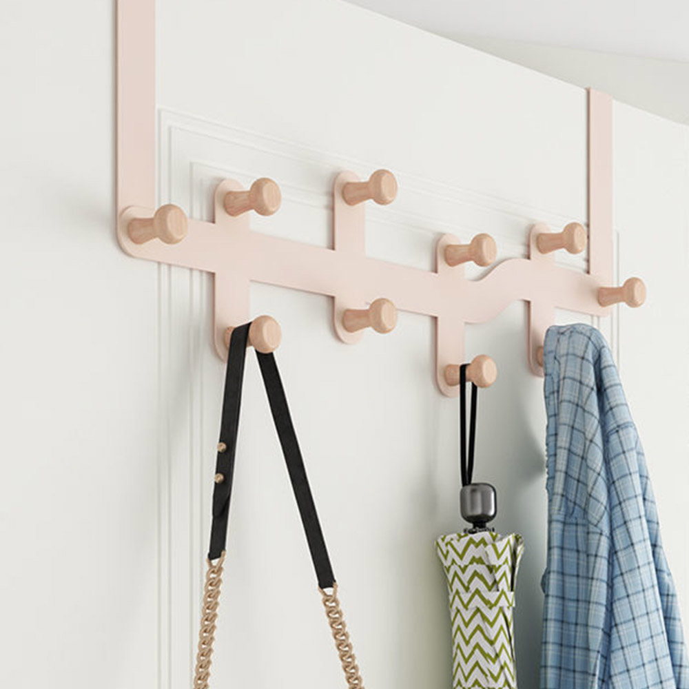 느티나무 무타공 10구 도어후크 (핑크)