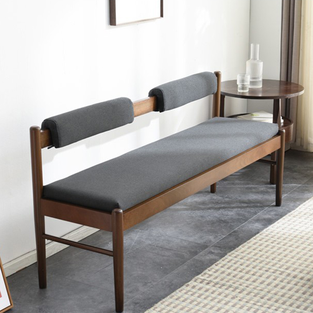 2인용 원목 등받이 벤치의자 (141cm) (브라운)