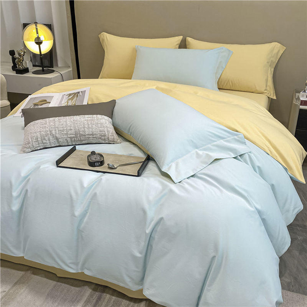 순면 침구 커버 세트 QK (그린+옐로우)