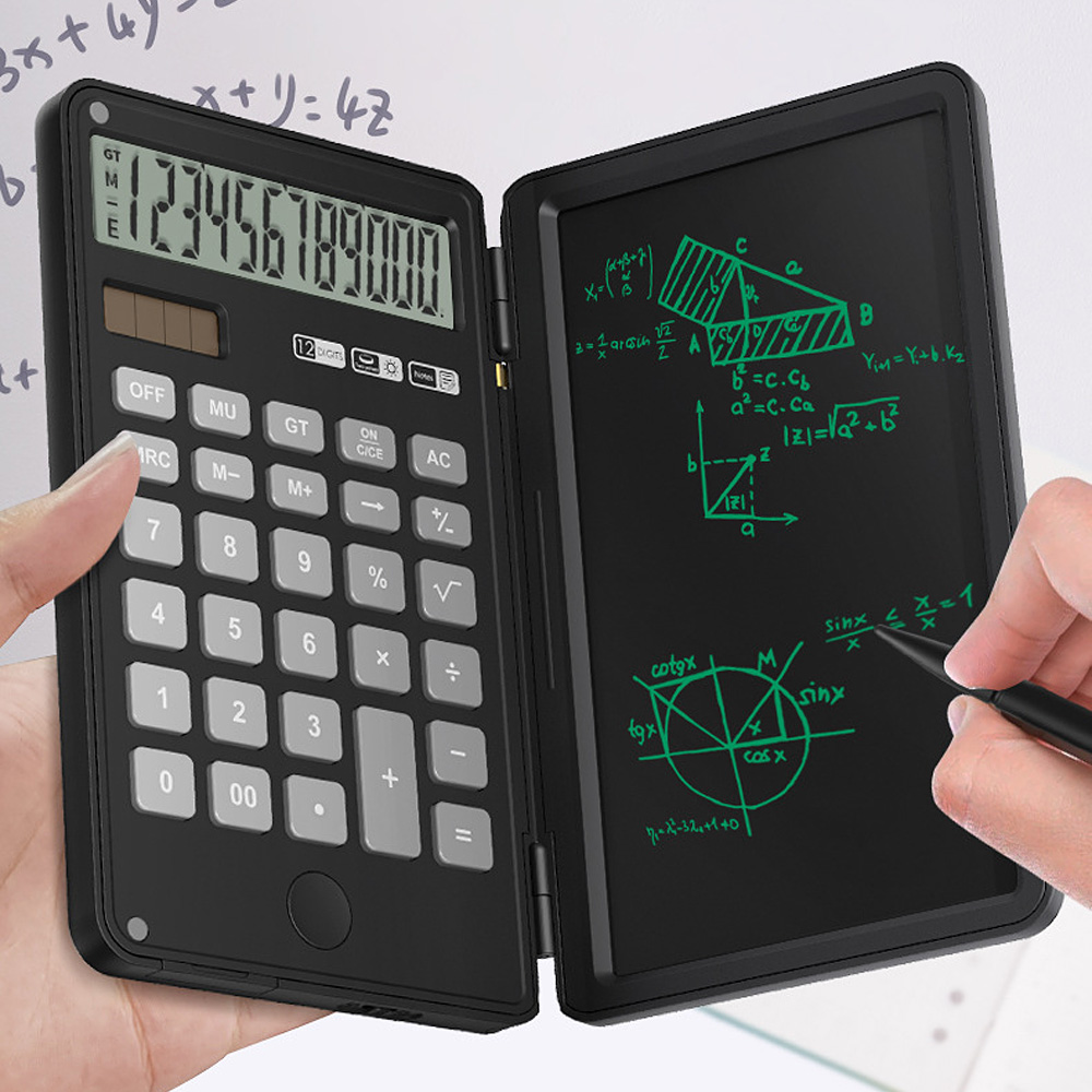 클레버 휴대용 접이식 전자 메모패드 계산기 블랙