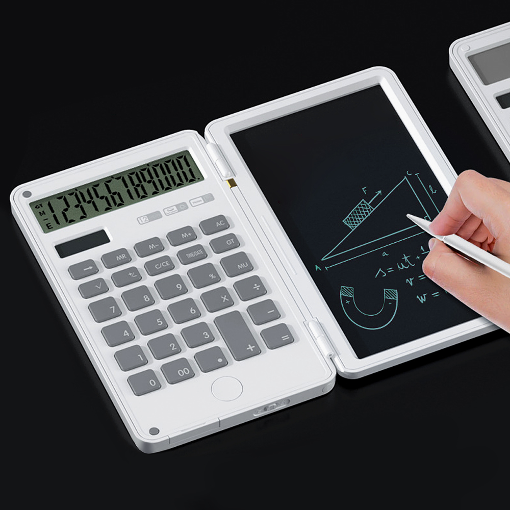 클레버 폴딩 휴대용 전자 메모패드 계산기 화이트